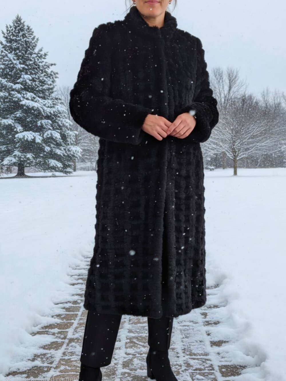Elegant Italian Rabbit Fur Knit Long Coat